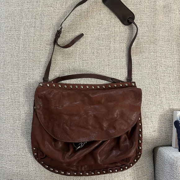 Miu Miu Handbags - Miu Miu Brown Leather Studded Shoulder Bag | Vintage Y2K Boho Designer